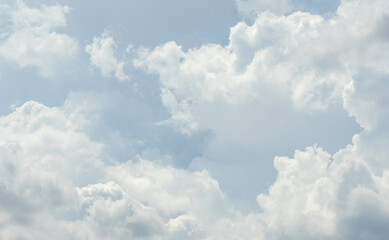 Beautiful sky with white clouds pattern background. Sky and clouds in daylight.