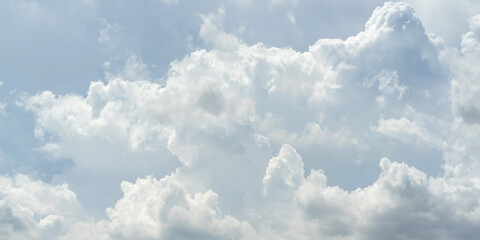 Beautiful sky with white clouds pattern background. Sky and clouds in daylight.