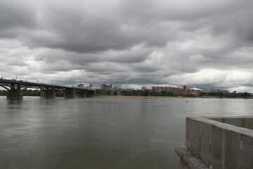 Fototapeta na wymiar View from the Ob river embankment.