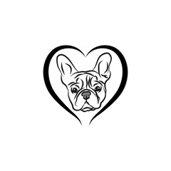 A cute little frenchie is stick to the edge of the table and waiting for some foods. The brindle pied French Bulldog Logo. This is Frenchie Series in portrait photo style.
