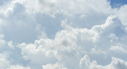 White cloud pattern and texture. Soft sky and clouds in daylight. Outdoor natural background.