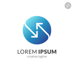 Arrow initial letter S logo concept, circle emblem logo style, gradient blue color