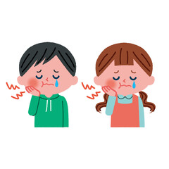 虫歯になっているこどものイラスト素材