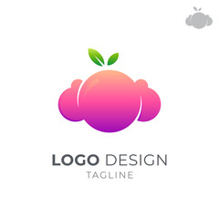 Orange cloud logo concept, simple flat gradient color logo style