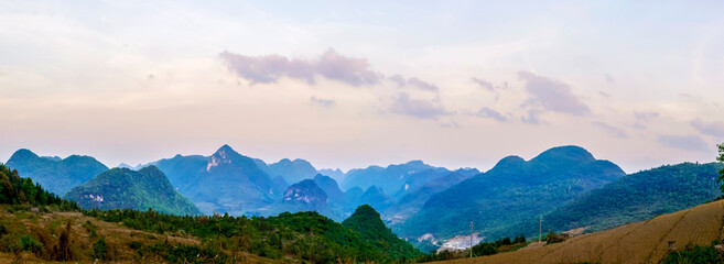 Obraz na płótnie Canvas Panoramic shots of mountain peaks