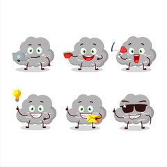Dark cloud cartoon character with various types of business emoticons