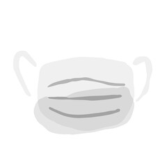 White Medical Mask; Hand drawn vector illustration like woodblock print