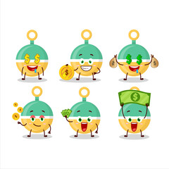 Obraz premium Rattle cartoon character with cute emoticon bring money