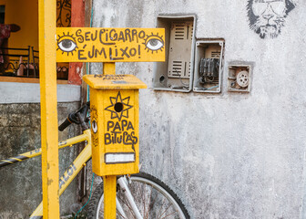 Pipa, Tibau do Sul, Brazil. Artistic street ashtray. Outdoors smoking