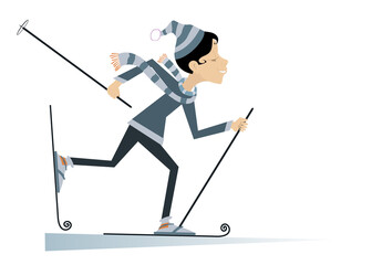 Cartoon skier woman illustration
