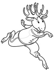 black outline Moose in sport wear, running Elk in tracksuit