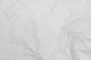 White crumpled paper texture background.