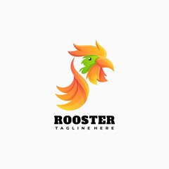 Vector Logo Illustration Rooster Gradient Colorful Style.