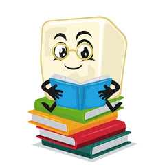 vector illustration of tofu mascot or character reading book