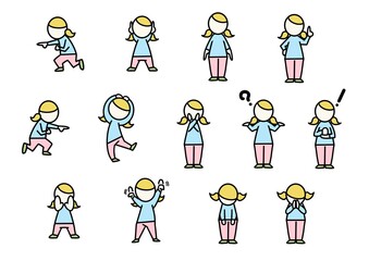 Naklejka premium ちび人間表現集 女性ver.2
