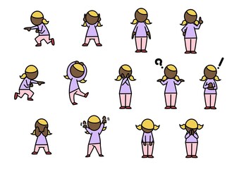 Naklejka premium ちび人間表現集 女性ver.3