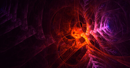 3D rendering abstract multicolor fractal light background