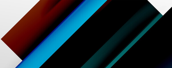 Geometric abstract backgrounds with shadow lines, modern forms, rectangles, squares and fluid gradients. Bright colorful stripes cool backdrops