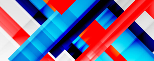 Geometric abstract backgrounds with shadow lines, modern forms, rectangles, squares and fluid gradients. Bright colorful stripes cool backdrops