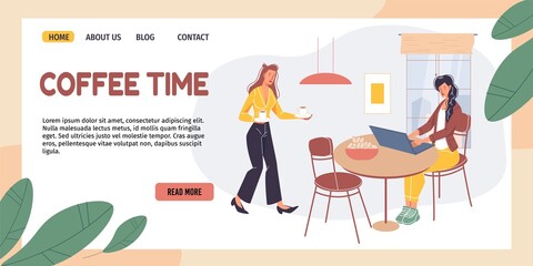 Cartoon flat characters office workers,busy employees at coffee time. Workflow of business people concept