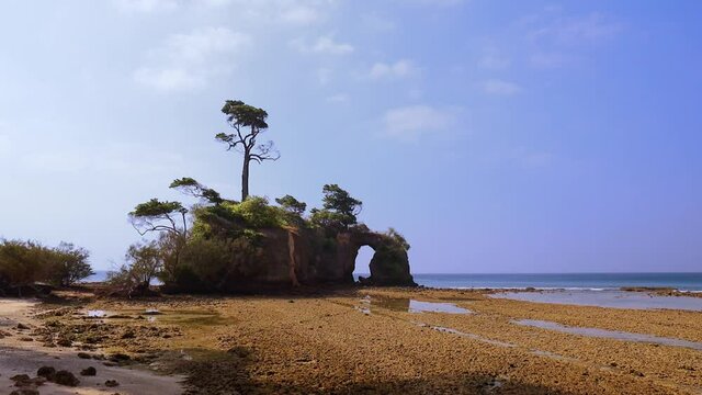 Lakshmanpur beach no 2 and the famous natural coral bridge during lowtide on Neil island, Andaman and Nicobar islands, India.
