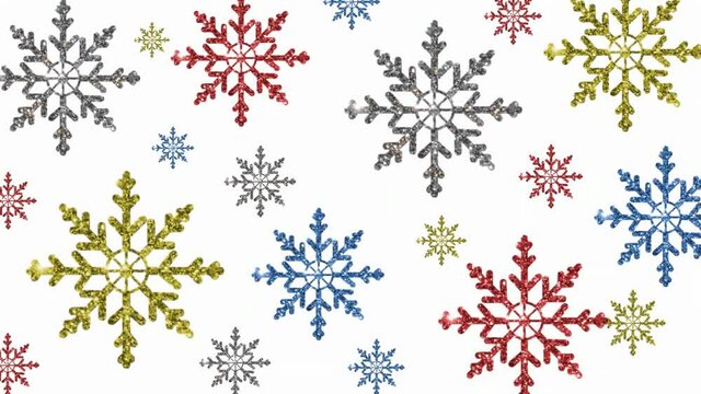 beautiful Christmas video with colorful snowflakes on a light background 