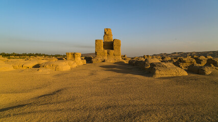 The remains of ancient buildings in the desert