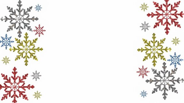 beautiful Christmas video with colorful snowflakes on a light background 