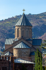 Fototapeta na wymiar Metekhi Church old orthodox church in Tbilisi