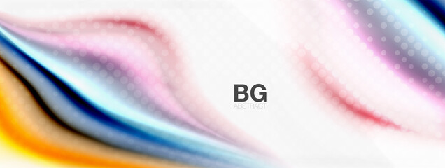 Abstract Background. Smooth flowing lines, blurred waves, rainbow color style stripes. Vector illustrations for covers, banners, flyers and posters and other
