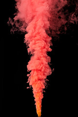 Coral red smoke effect on a black background