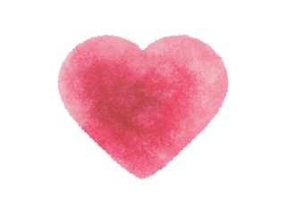 水彩風に描かれた赤色のハートマークの背景イラスト