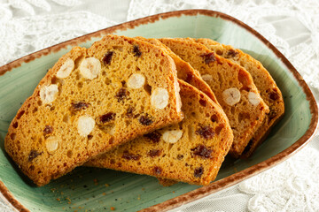Crispy biscuits with fruit. Italian biscotti.