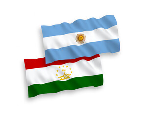 Flags of Tajikistan and Argentina on a white background