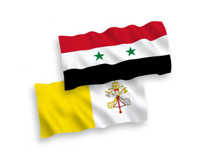 Flags of Vatican and Syria on a white background