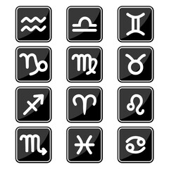 Zodiac icons. Set of zodiac signs. Astrological signs isolated on white background