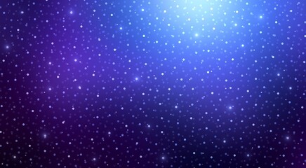 Starry bokeh shimmering on dark blue magical sky. Wonderful night background for festive decor.