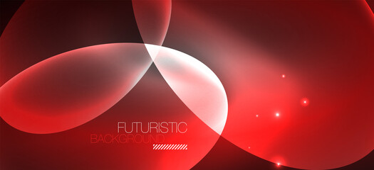 Neon ellipses abstract backgrounds. Shiny bright round shapes glowing in the dark. Vector futuristic illustrations for covers, banners, flyers and posters and other
