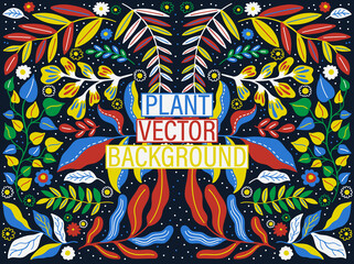 Obraz premium Plant modern abstract background. Floral nature fancy collection.Hand drawing form leave and texture.