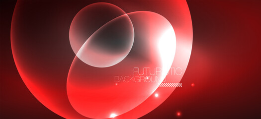 Neon ellipses abstract backgrounds. Shiny bright round shapes glowing in the dark. Vector futuristic illustrations for covers, banners, flyers and posters and other