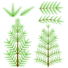 Pine fir flat elements to create christmas tree