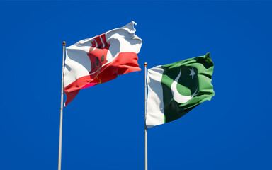 Beautiful national state flags of Gibraltar and Pakistan.