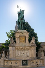 Fototapeta na wymiar King Saint Stephen`s Szent István szobra bornze equestrian statue in Budapest, Hungary