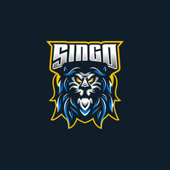 Lion esport gaming mascot logo template for streamer team. esport logo design with modern illustration concept style for badge, emblem and tshirt printing