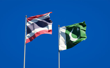 Beautiful national state flags of Thailand and Pakistan.