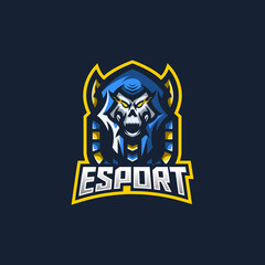 Skull Anubis esport gaming mascot logo template for streamer team. esport logo design with modern illustration concept style for badge, emblem and tshirt printing