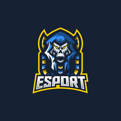 Fototapeta premium Skull Anubis esport gaming mascot logo template for streamer team. esport logo design with modern illustration concept style for badge, emblem and tshirt printing