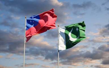 Beautiful national state flags of Samoa and Pakistan.