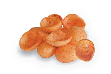 Crispy and crunchy Salty wheat cup & Katori, vatka, moon chips, vatki, fryums or frymus, snack food, Indian Pouch Packing Street Food, selective focus - Image