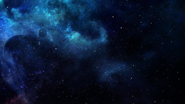 blue nebula clouds moving in the dark universe